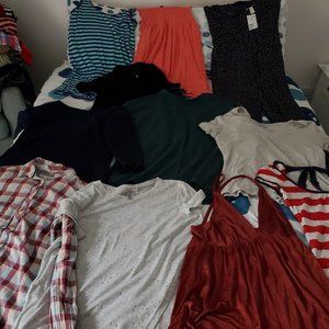 11-piece Mixed Lot of Ladies Clothing, Size Med - Rompers/Shirts